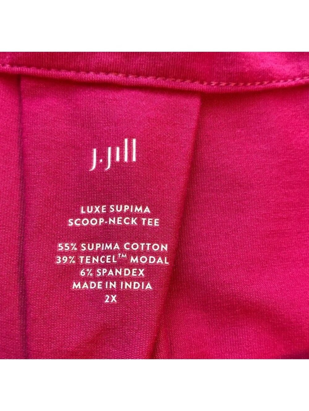 J. Jill Luxe Supima Tee Top Women's 2X Pink Pleat Back Short Sleeve Flowy Casual - Picture 3 of 10